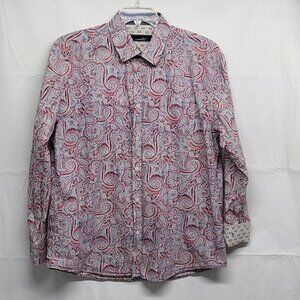 Coastal Mens Shirt Button Up Paisley Print XXL Slim Fit Long Sleeve Flip Cuff
